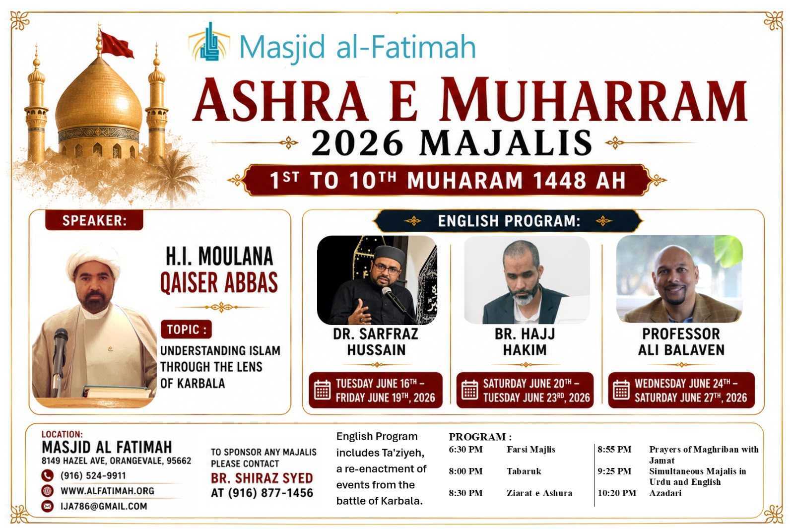 8, 9, 10 Muharram Majalis